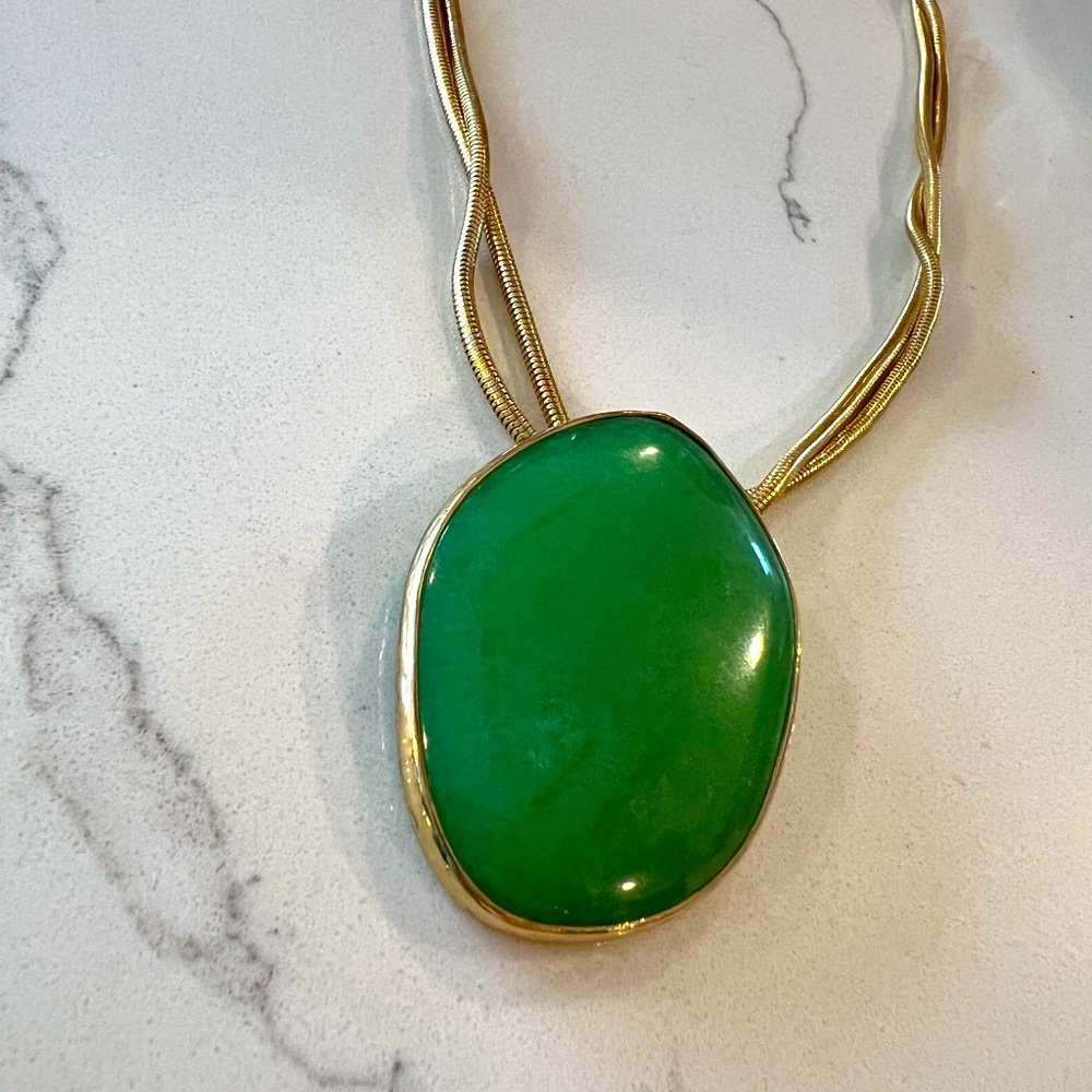 stella & dot ~ jade green serenity drop necklace